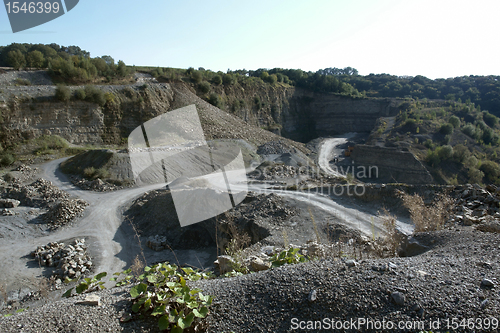 Image of quarry scenery with roads at summer time