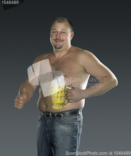 Image of man with painted beer belly