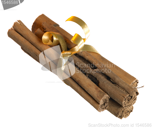 Image of cinnamon sticks with golden bow
