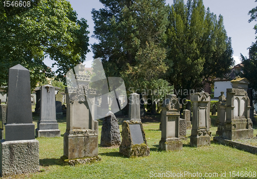 Image of jewish graveyard in sunny ambiance