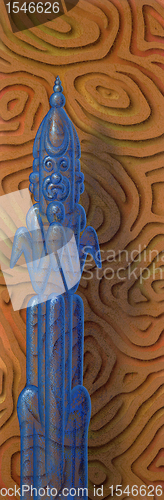 Image of blue transparent figure in abstract back