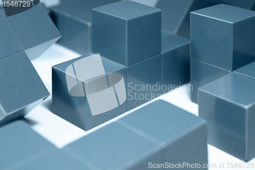 Image of blue cubic objects