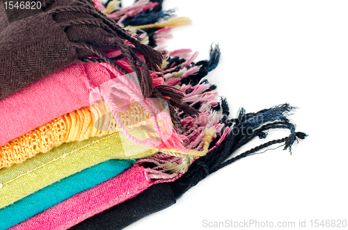 Image of Pile of colorful scarves