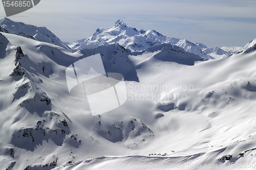 Image of Caucasus Mountains. View from mount Elbrus.