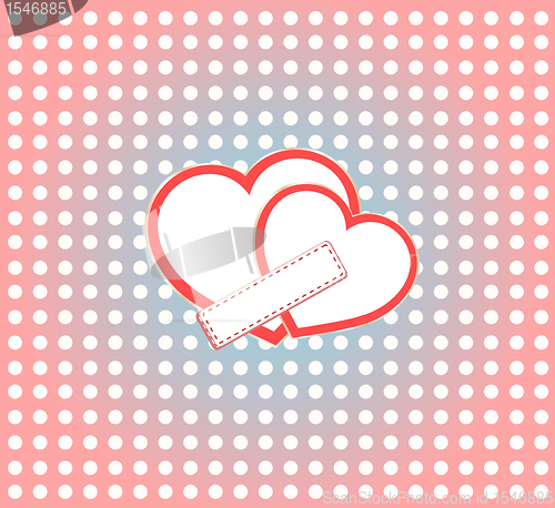 Image of Valentine's day vector background two hearts with empty space