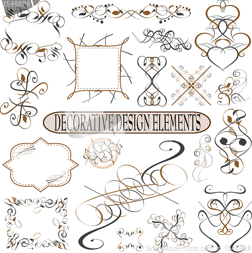 Image of calligraphic elements vintage ornament set. Vector frame