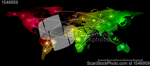 Image of Illustration world map. Concept communication.