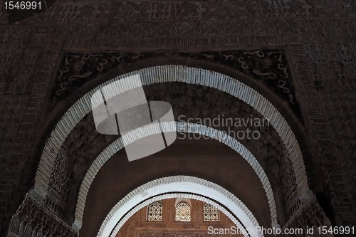 Image of Arched doorway in Alhambra palace in Granada, Spain