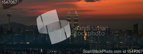 Image of Kuala Lumpur Skyline at Sunset Panorma