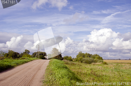 Image of Rural gravel road and house in distance 