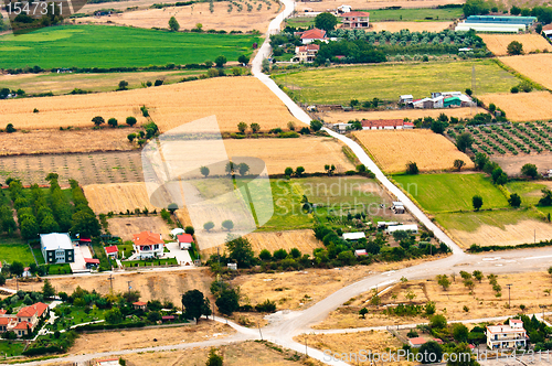 Image of Aerial view of green fields