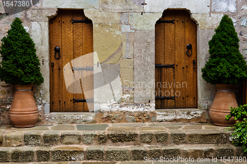 Image of Traditional wooden door of an old building
