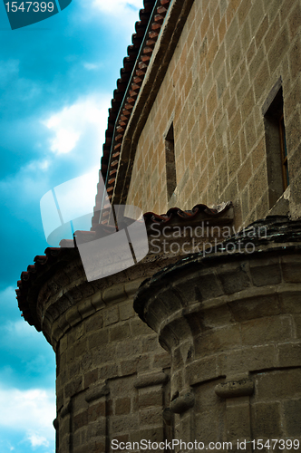 Image of Old windows on brick wall