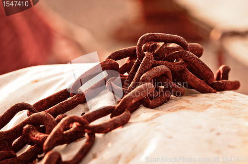 Image of Rusty old chains of a boat