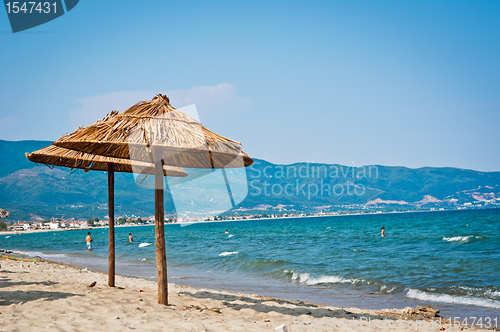 Image of Beautiful photo a summar vacation with  beach and mountains