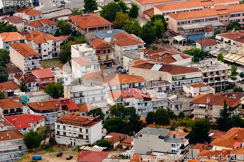 Image of Aerial view of a village with small houses