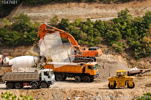 Image of Construction machines at quarry