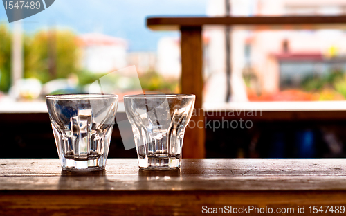 Image of Coctail glass on the bar at a beach club