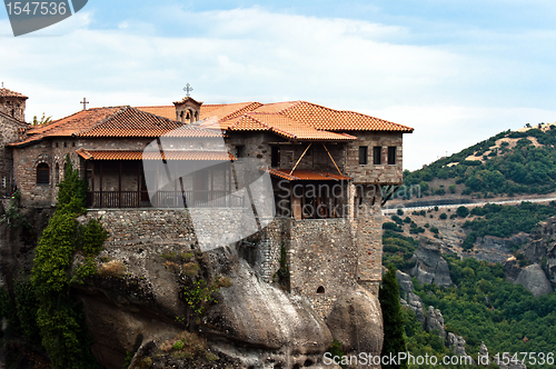 Image of Church built on hihg mountains in greece