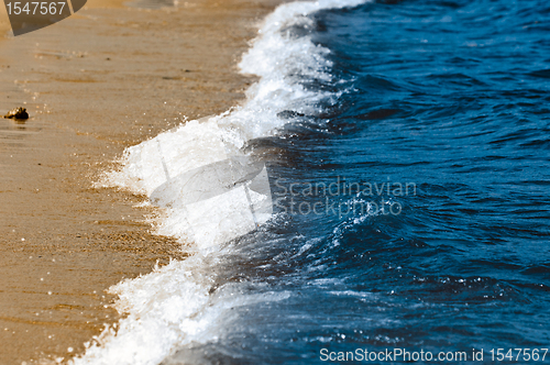 Image of Blue waves reaching the shores of a beach