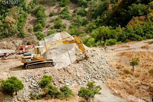 Image of Construction machines at quarry