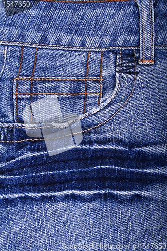 Image of Blue jeans fabric with pocket as background 