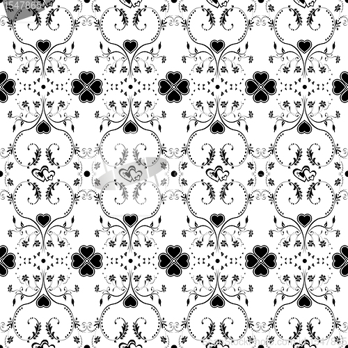Image of Seamless pattern of hearts and floral 