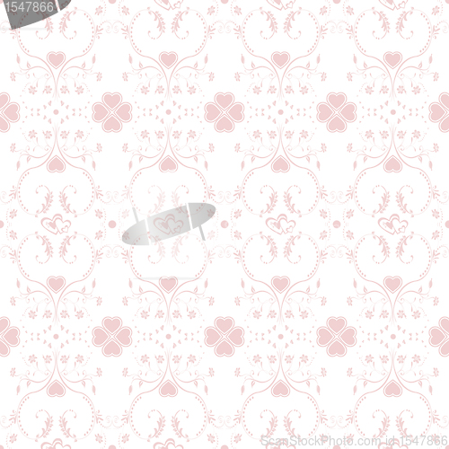 Image of Seamless pattern of hearts and floral 