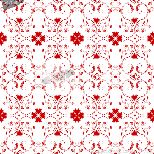 Image of Seamless pattern of hearts and floral 