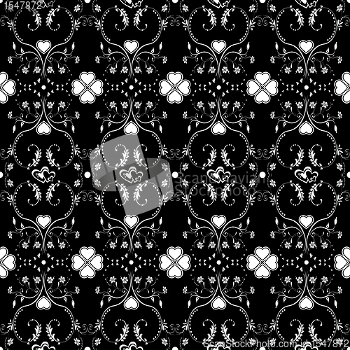 Image of Seamless pattern of hearts and floral 