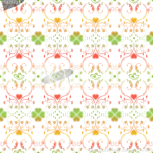 Image of Seamless pattern of hearts and floral 
