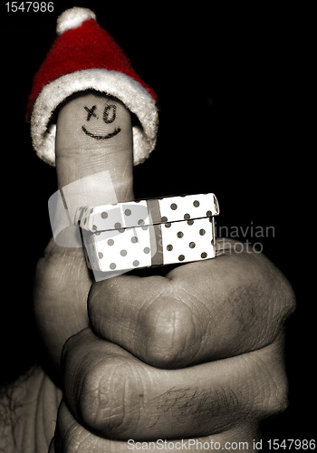 Image of finger face art , santa 