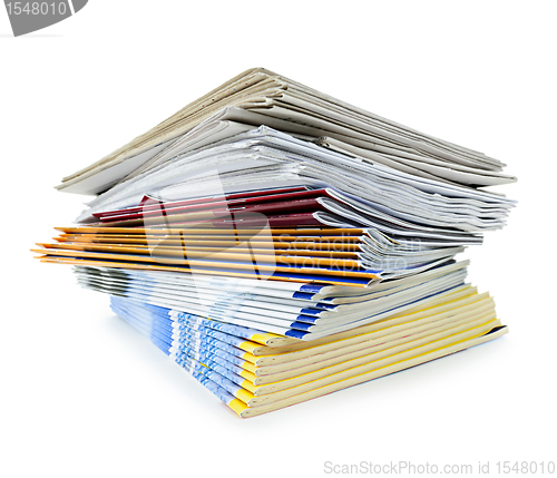 Image of Stack of magazines and newspapers