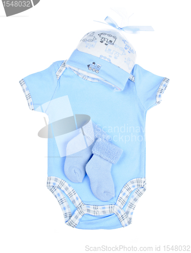 Image of Blue baby clothes for infant boy