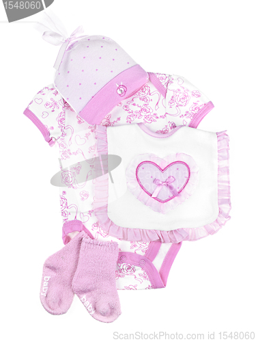 Image of Pink baby clothes for infant girl