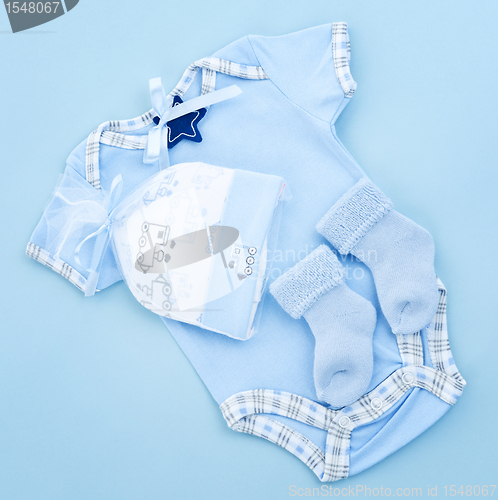 Image of Blue baby clothes for infant boy