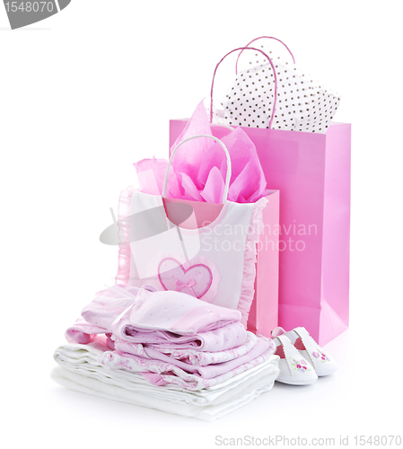 Image of Pink baby shower presents
