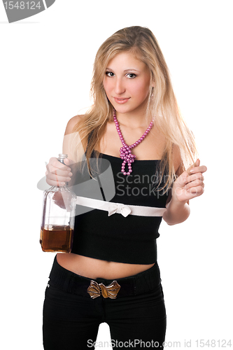 Image of Young blonde holding a bottle