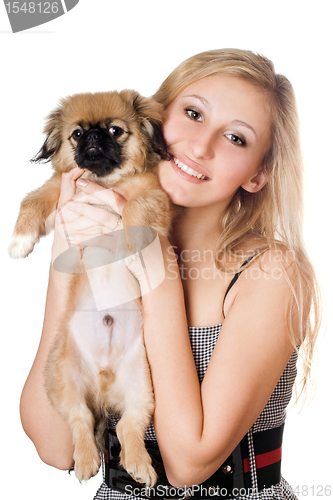 Image of Blonde with a puppy