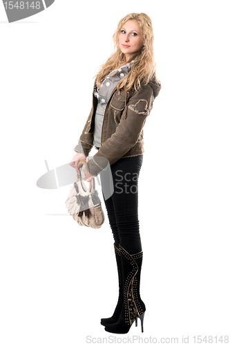 Image of Lovely young blonde with a handbag