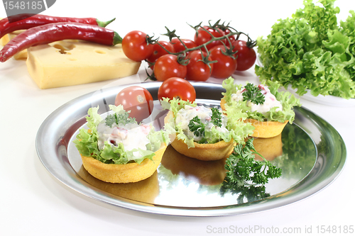 Image of freshly baked cup corn with cheese salad