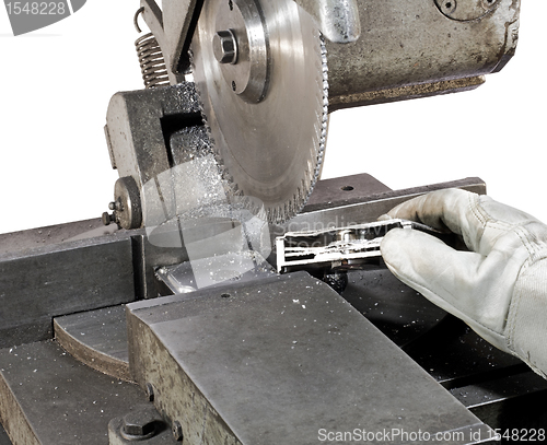 Image of sliced hard drive on circular saw