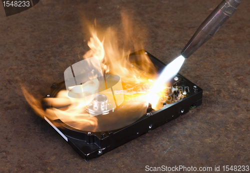 Image of burning a hard disk drive