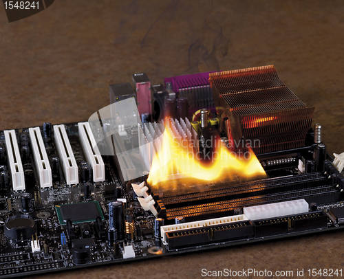 Image of fire on electronic board