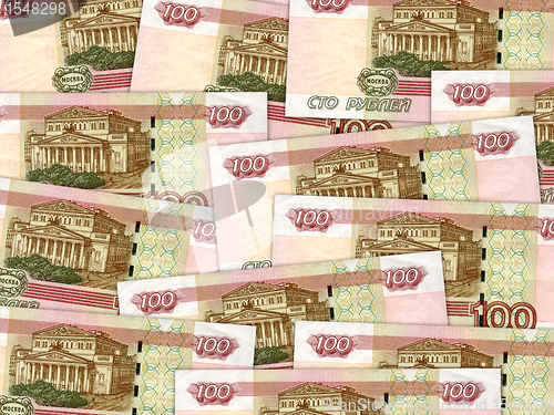 Image of Background of money pile 100 russian rouble bills