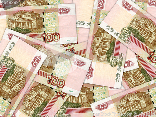 Image of Background of money pile 100 russian rouble bills