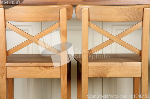 Image of Wooden Bar Stool and kitchen counter