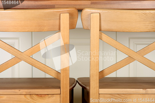 Image of Wooden Bar Stool and kitchen counter