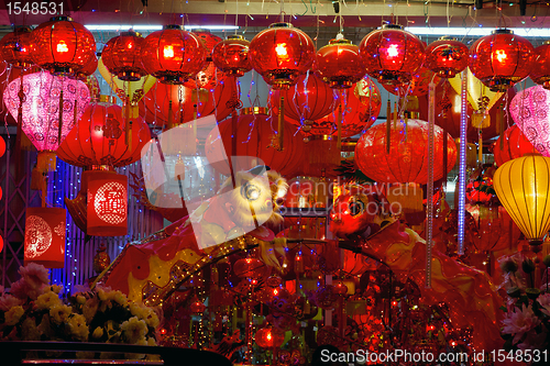 Image of Storefront Display of Chinese New Year Lanterns