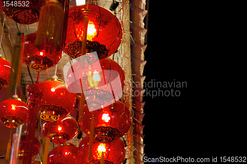 Image of Red Lanterns Hanging on Ceiling in Chinatown